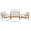 Ensemble de conversation pour canapé avec coussins, ensemble de conversation d'extérieur en bois d'acacia, naturel et beige