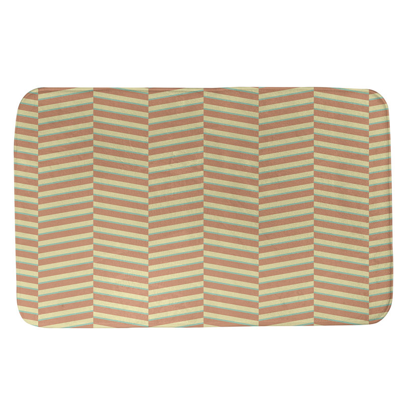 Tapis de bain à rayures rectangulaires anti-dérapant fractures, l 21 po x L 34 po, Vert / orange / jaune