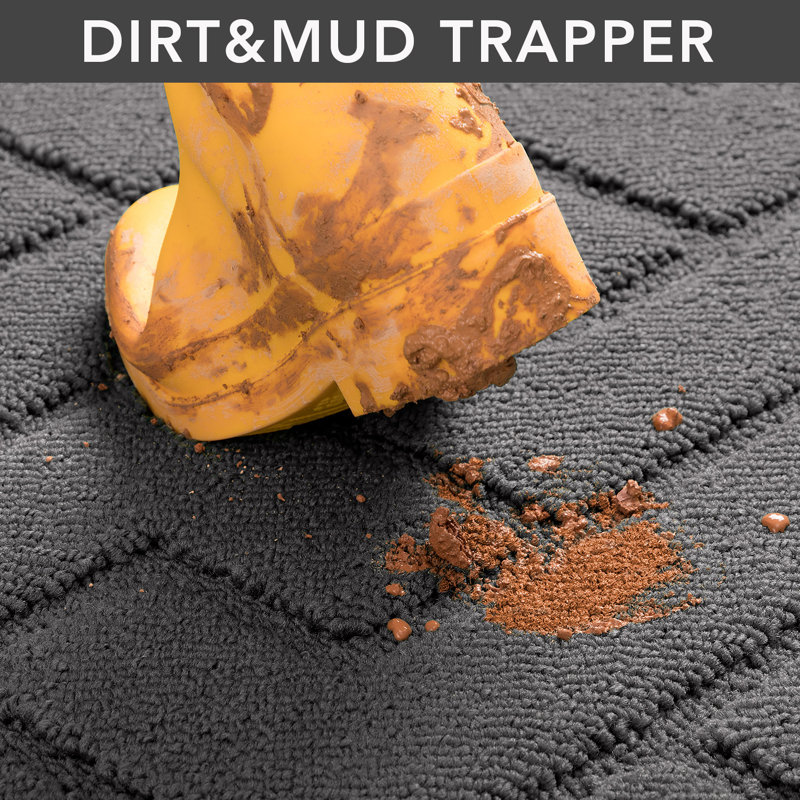 Dirt Trapper Non Slip Backing Washable Door Mat, 40*32, grey