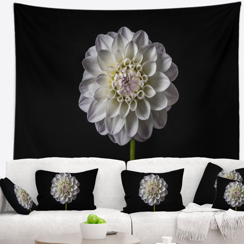 Dahlia floral avec tapisserie noire, H 32 po x l 39 po