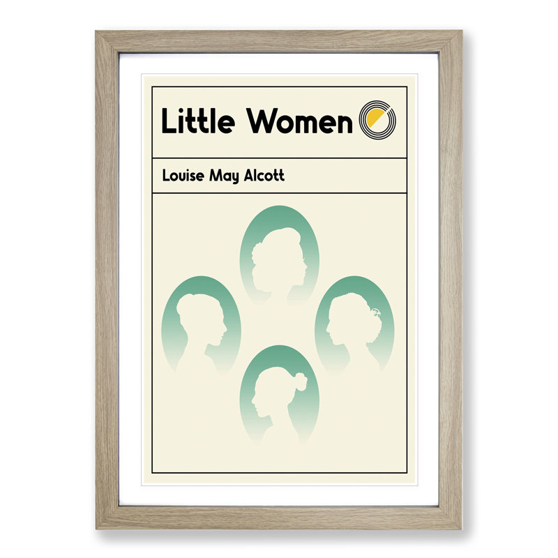 Book Cover Little Women Louise May Alcott - Picture Frame Graphic Art, Oak, 65cm H x 48cm W x 2cm D