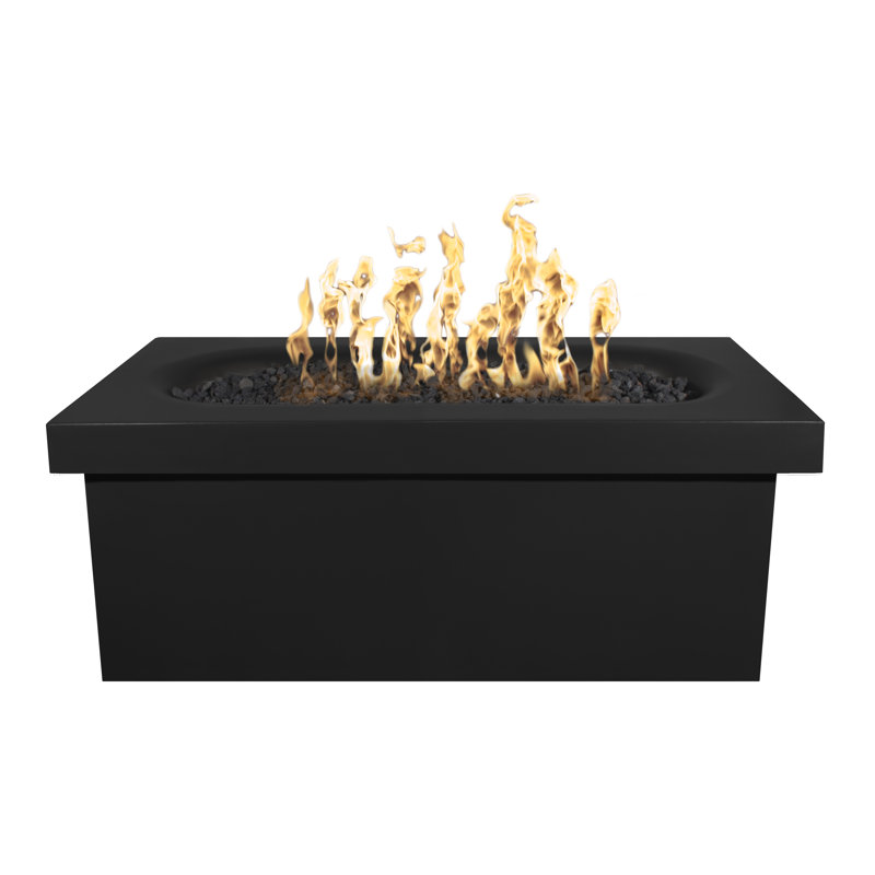 Ramona 24" H x 60" W Concrete Outdoor Fire Pit Table, Black, Natural Gas