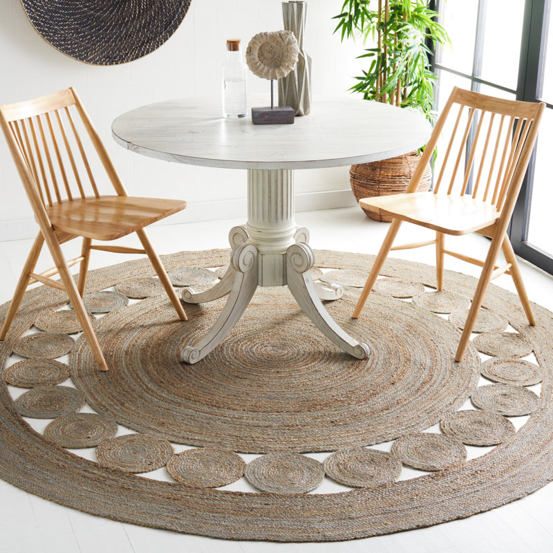 Salinas Natural Fiber Hand Woven Jute Geometric Rug, Round 10'