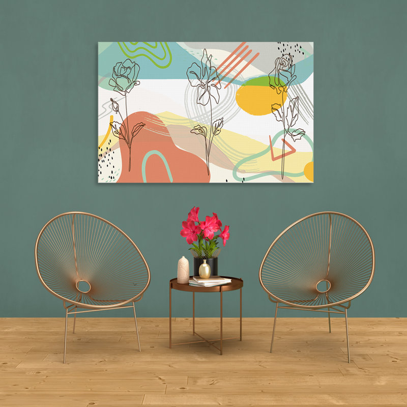 Boho Spring Bloom 199 - Impression sur toile tendue, H 12 po x l 18 po x P 1,5 po