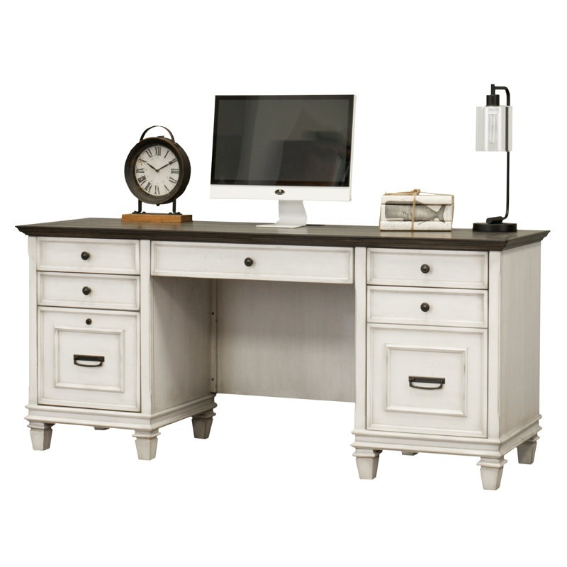 Django Executive Desk, Linen White/Gray