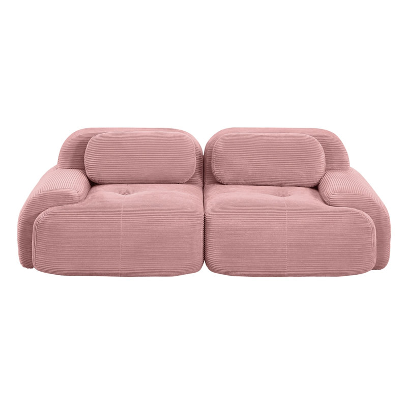 Canapé modulaire en velours côtelé Corduroy, 2 sièges, Rose