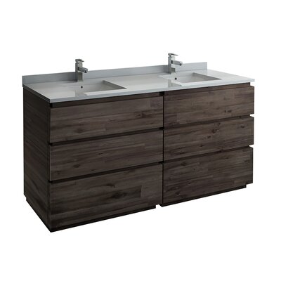 Fresca Formosa 72"" Free-Standing Double Sink Bathroom Vanity Set -  FCB31-3636ACA-FC-CWH-U