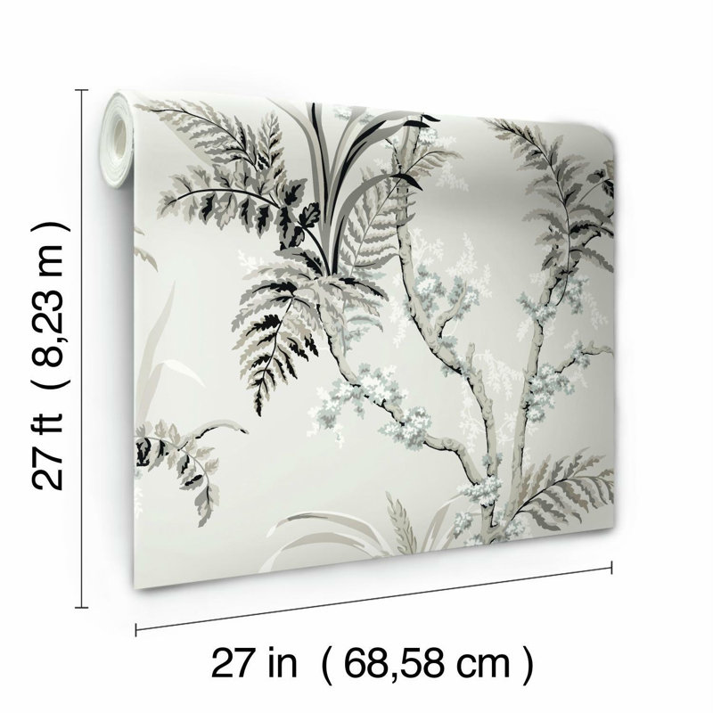 Rouleau de papier peint L 2,25 pi x l 27 po Enchanted Fern, Gris / Beige