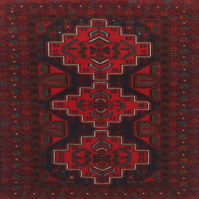Tapis traditionnel mehroon/noir/crème Sirretta