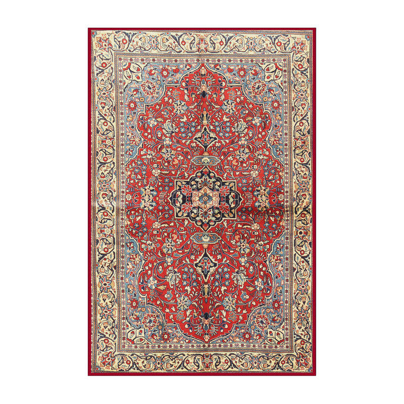 Tapis oriental beige / gris / rouge Ayomide, Rectangle 5 pi x 7 pi