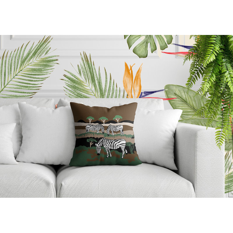 Oreiller carré réversible intérieur / extérieur Gia Zebra, Beige, Carré 17 po