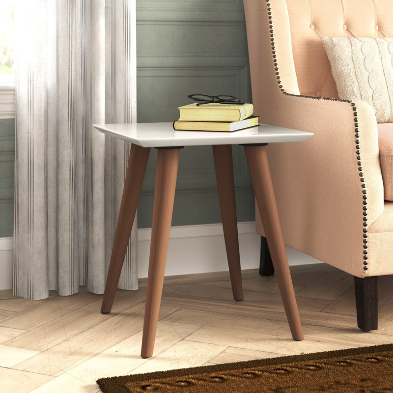 Utopia 17" Contemporary Modern Square End Table in Off White, Off White