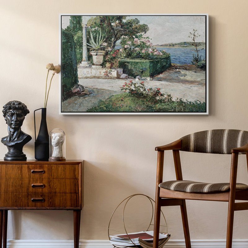 Paysage rétro - DL, Toile avec cadre blanc, H 17 po x l 25 po x P 2 po
