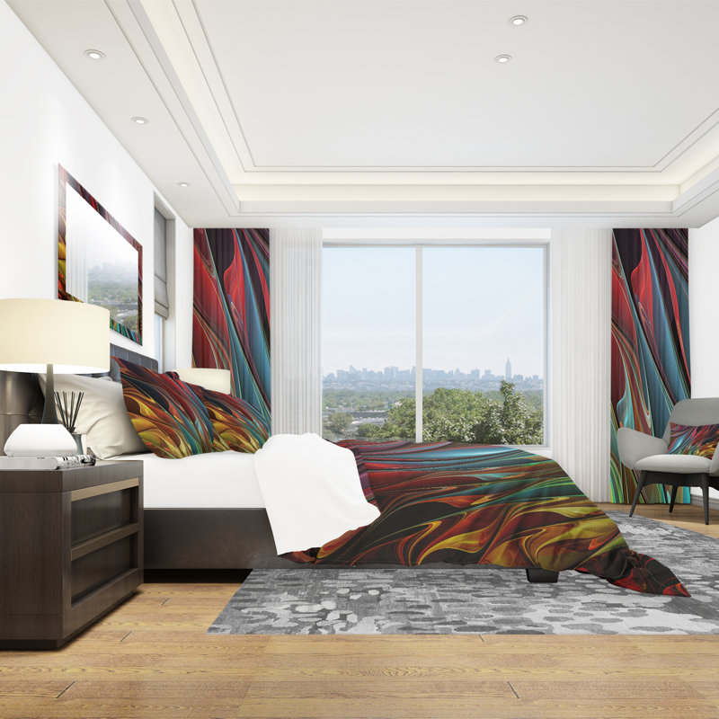 Leaves of Color - Abstract Duvet Cover Set - Microfiber Polyester, Twin Duvet Cover + 1 Sham