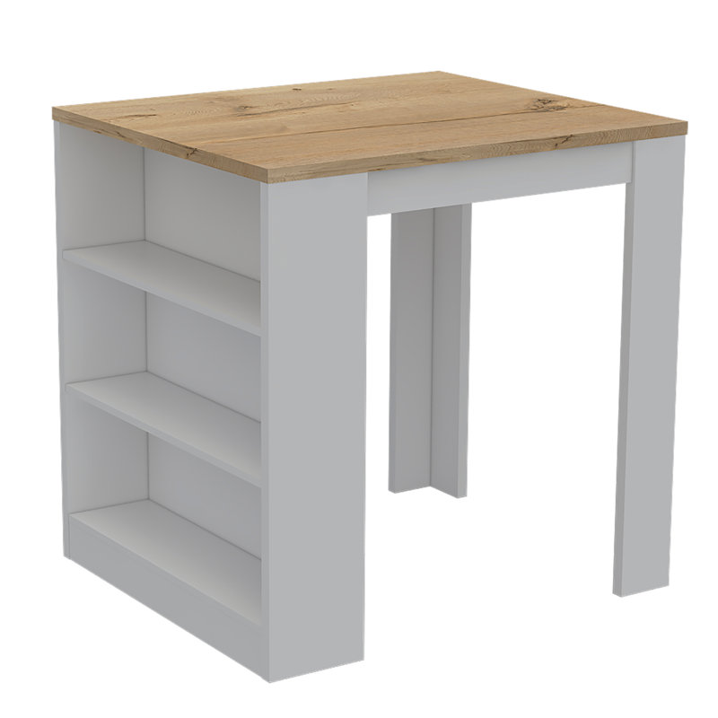 Îlot de cuisine, trois tablettes dissimulées, White, 36.2" H x 36.2" W x 31" D