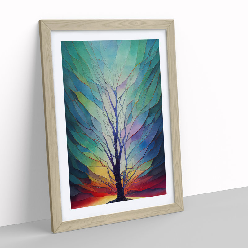 Sublime Tree No.2 Abstract - Wall Art, 66cm H x 48cm W, Oak Framed Paper, White