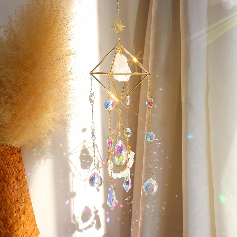 Rose Quartz Crystal Hanging Suncatcher