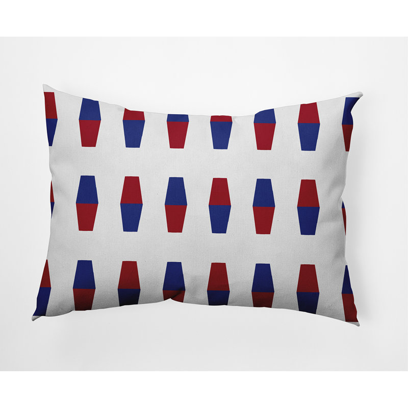 Bowling Pins Geometric Reversible Throw Pillow, Red