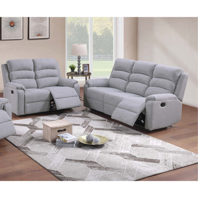 Modern 2pc Living Room Set 1x Sofa 1x Loveseat Padded Armrest And Backrest Vertical Tufting Sincere Bone Finish Primary Living Room Furniture