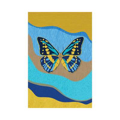 Blue Butterfly by Sagmoon Paper Co. - Wrapped Canvas Painting