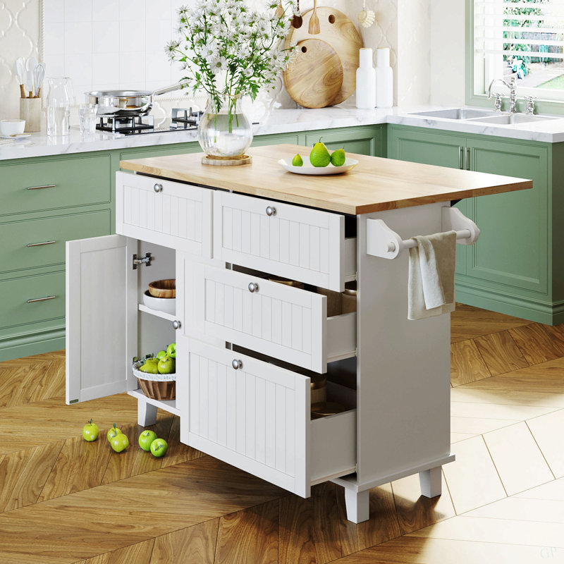 Ensemble d'îlot de cuisine Farmhouse avec abattant et 2 sièges, ensemble de table de salle à manger avec armoire de rangement, tiroirs et porte-serviettes