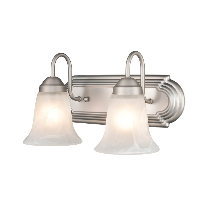 Éclairage pour meuble-lavabo à 2 lumières à intensité variable Adalgisa, Nickel satiné