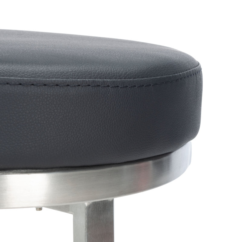 Batish Swivel Upholstered Counter Stool with Metal Frame, Black