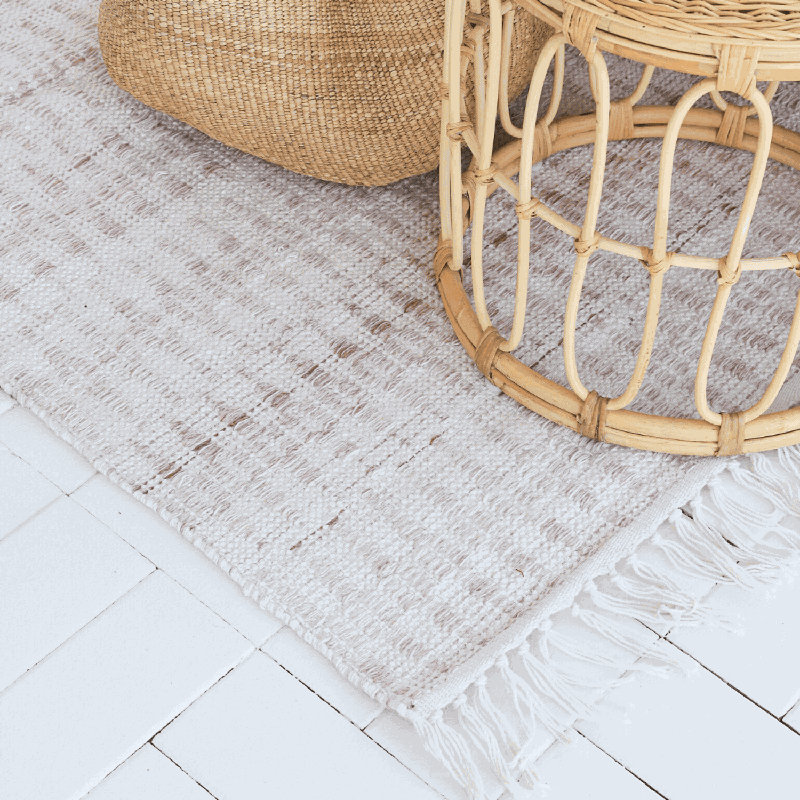 Tissé à la main recyclé et tissé à la main Dardy P.E.T. Tapis crème, Rectangle 8 pi x 10 pi
