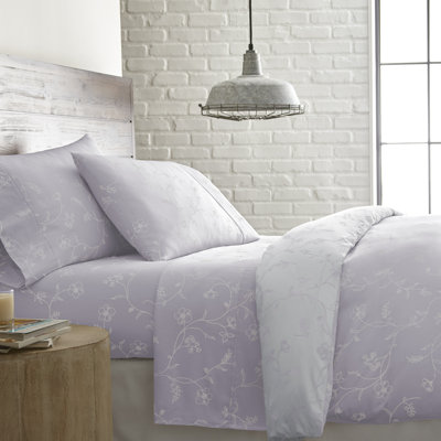 Southshore Fine Linens Sweetbrier Lavender Floral Extra Deep Pocket Sheet Set, 100% Cotton 300 Thread Count Sateen Bedding, 2 Pillowcases, 22-Inch Deep Pocket, California King