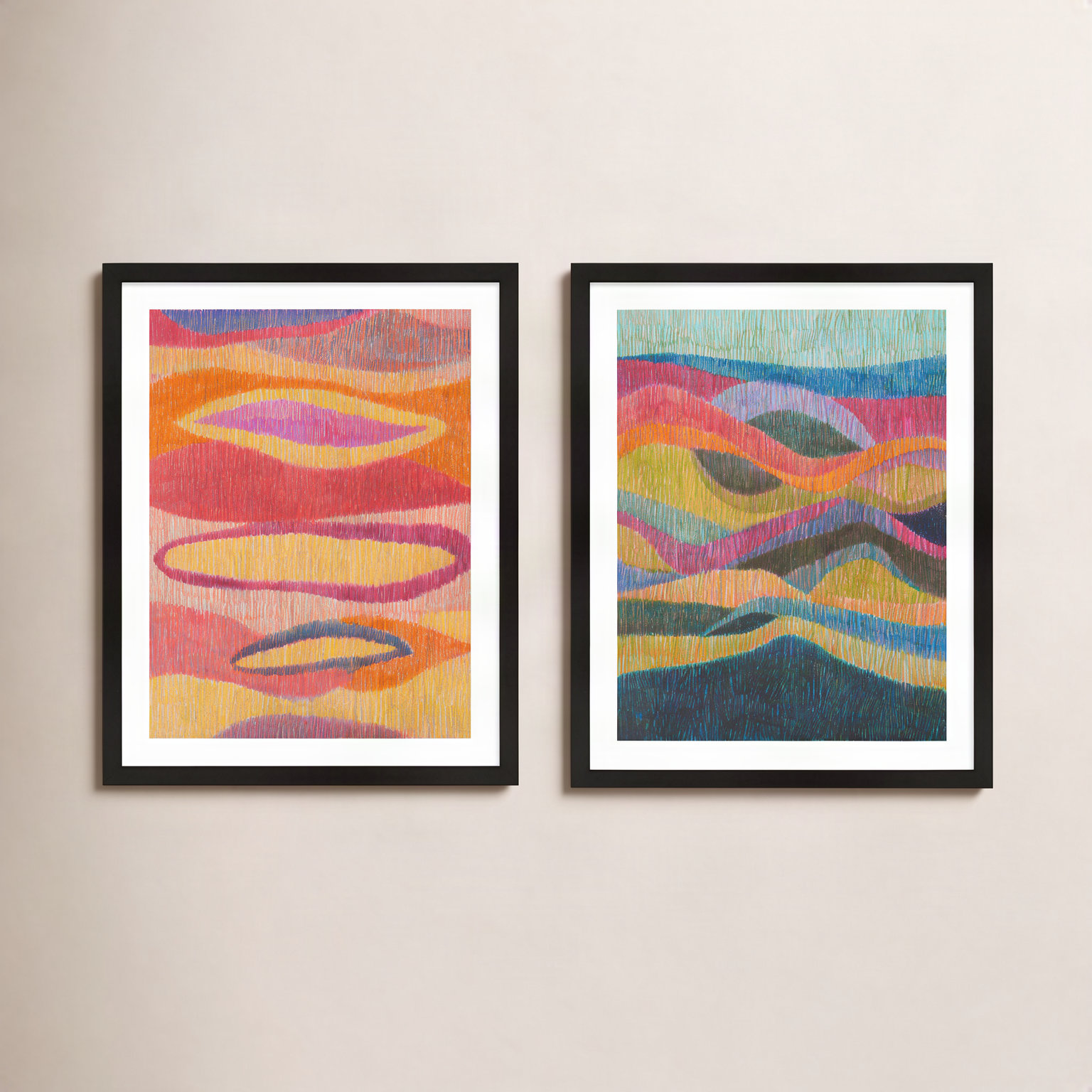Merengue and Tango 2-Piece Painting Set, Black Framed, 20" H x 16" W x 1.25" D