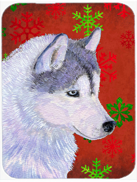 Planche à découper en verre de sibérie à aile de vacances husky Ashlynn, Rouge / Vert