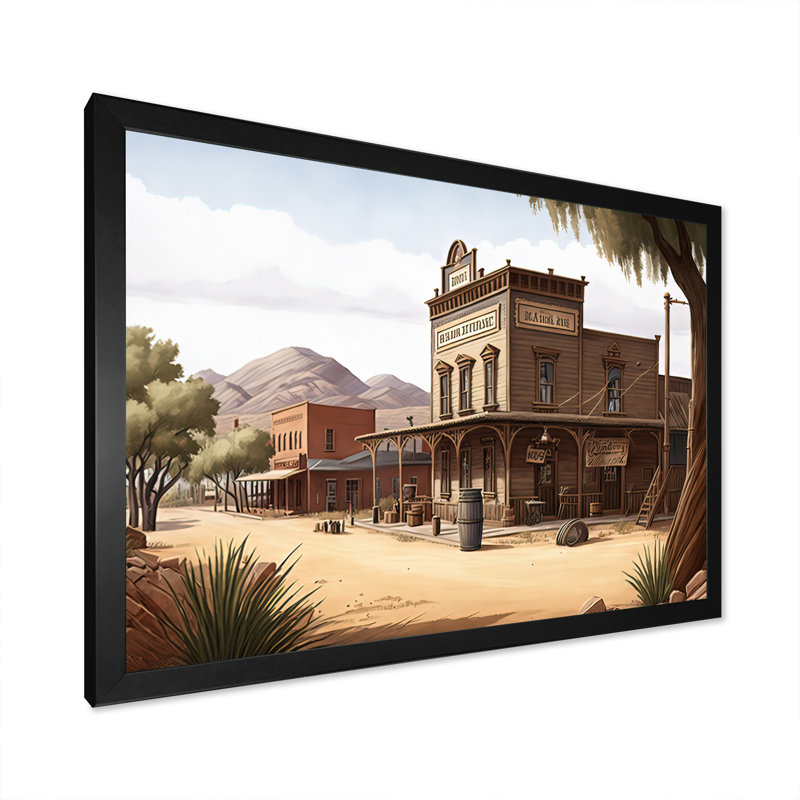 " Small Town In Arizona V ", Black Picture Framed, 12" H x 20" W x 1" D
