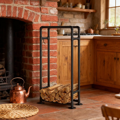Support à bois de chauffage robuste pour l'intérieur et l'extérieur - Support à bois industriel pour foyer et foyer - Rangement de bûches résistant à la rouille