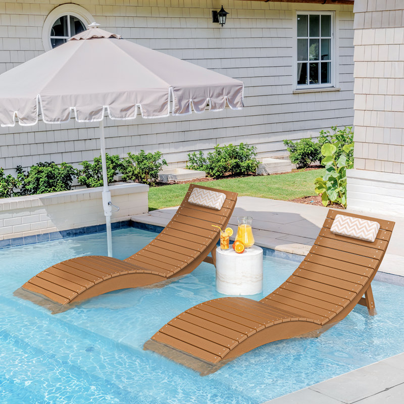 Chaise longue de patio pliable Aquawave, Teck
