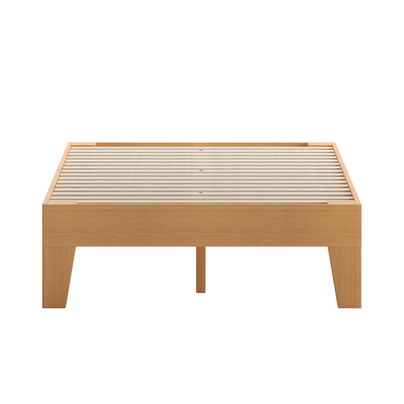 Twin Natural Pine Wood Platform Bed Frame with Slats