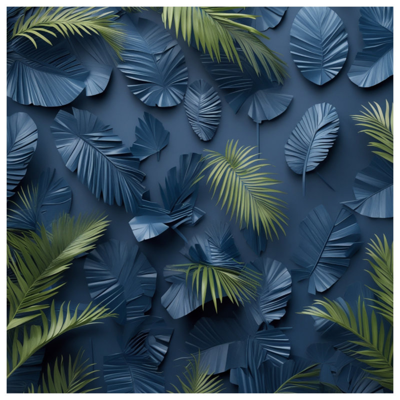 Blue Green Palm Leaves Comforter, Twin