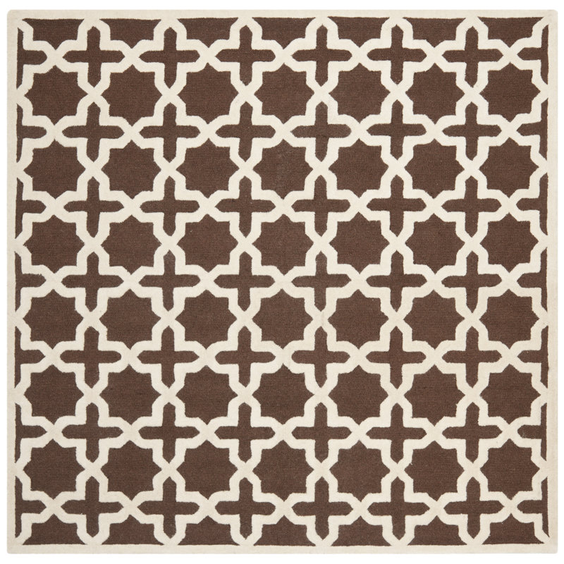 Igna Cambridge Hand Tufted Wool Geometric Rug, Square 6'