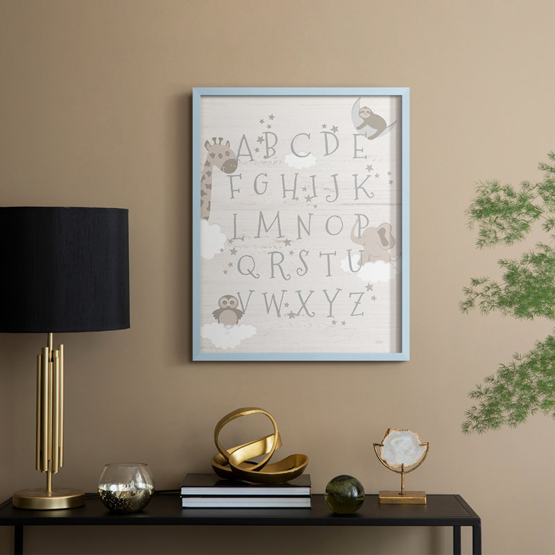 Dream Dream Alphabet, reproduction encadrée - bois massif, H 30 po x l 24 po, Bleu