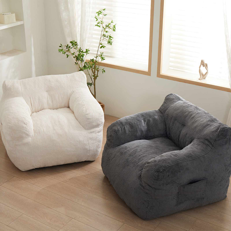 Fauteuil à billes moyen en velours côtelé, H 31 po x l 39,3 po x P 31,5 po, Velours côtelé beige