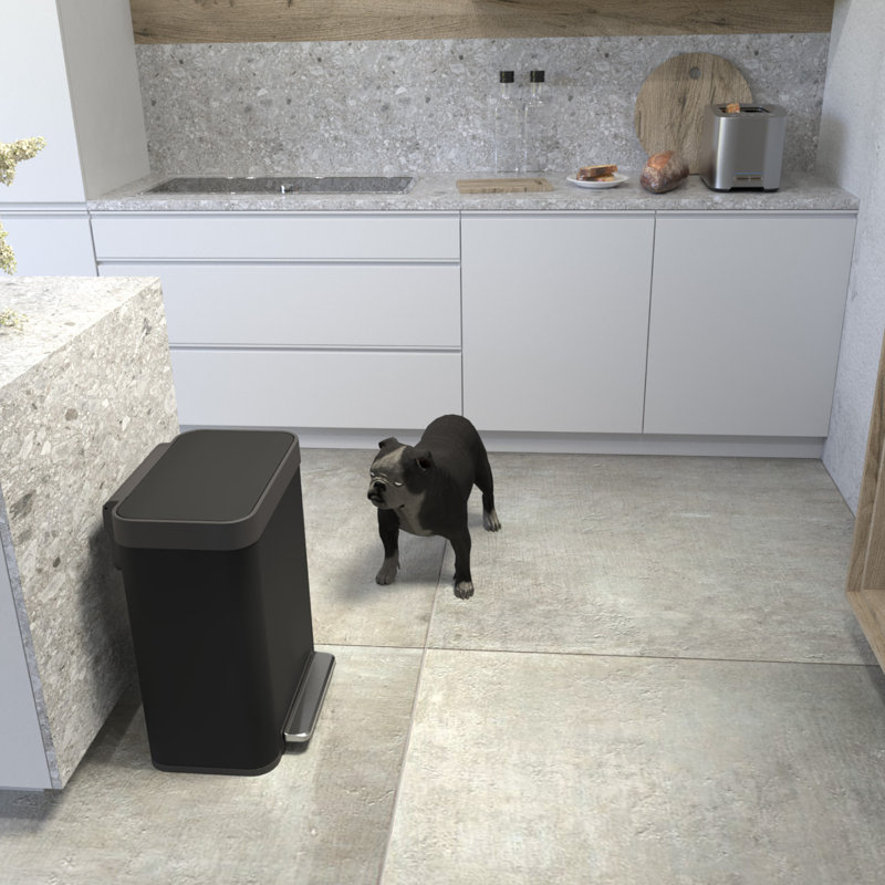 Matte Black Stainless Steel Rectangular Pedal Trash Can