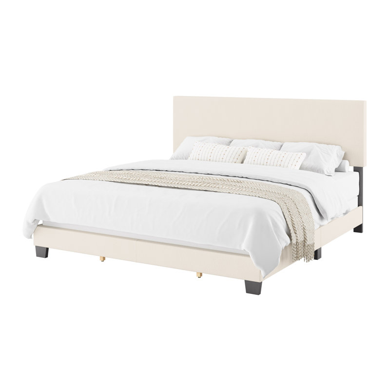 Lit tapissier Arlea, Beige Boucle, Très grand