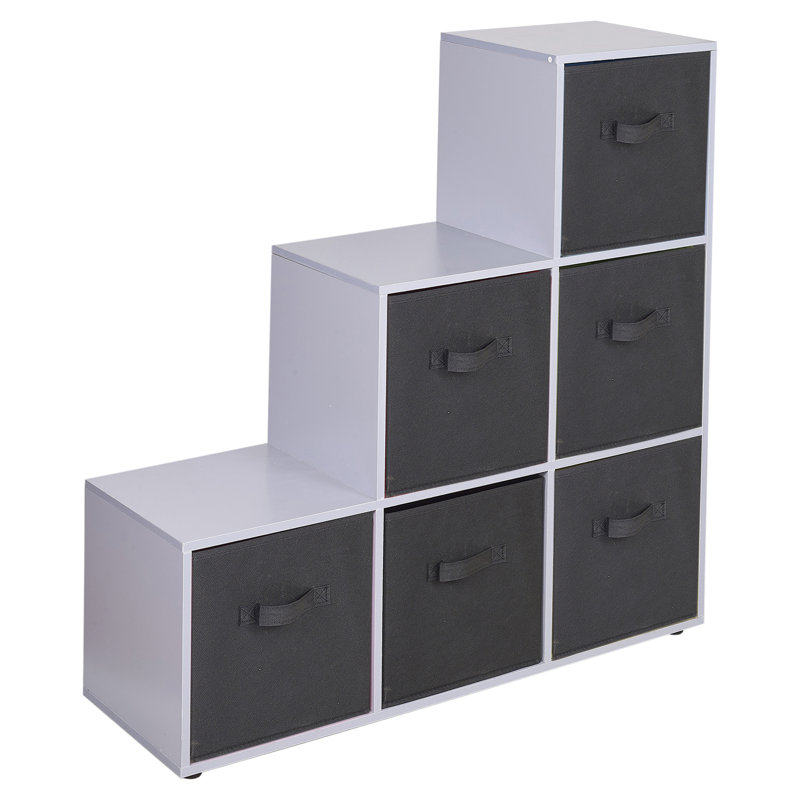 Joelle 90.5cm H x 89cm W Bookcase, Grey/Black