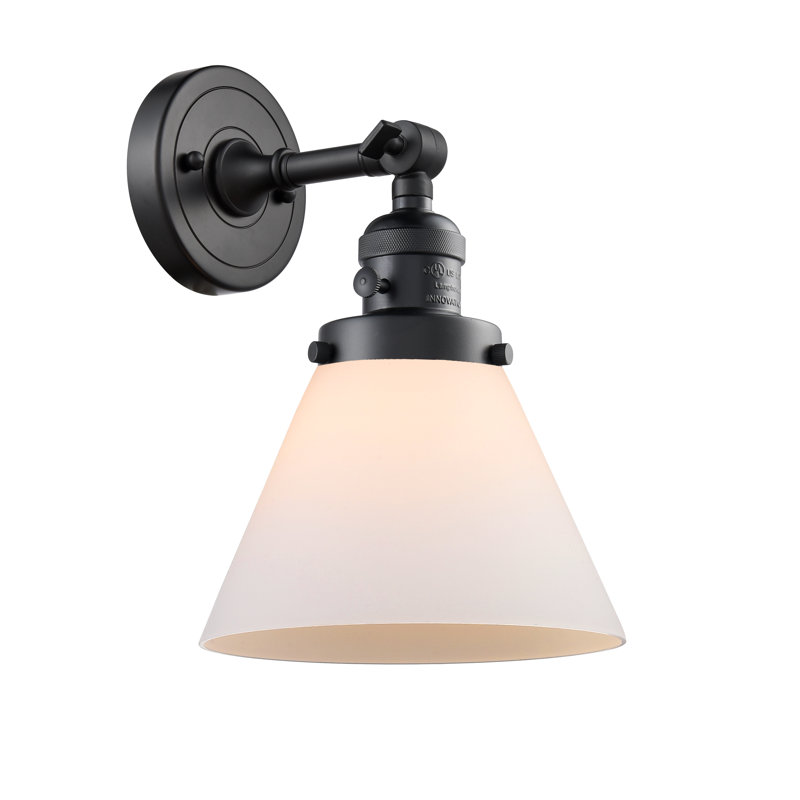 Applique murale 1 lumière Cone, Boîtier blanc mat, Noir mat, Ampoule non incluse