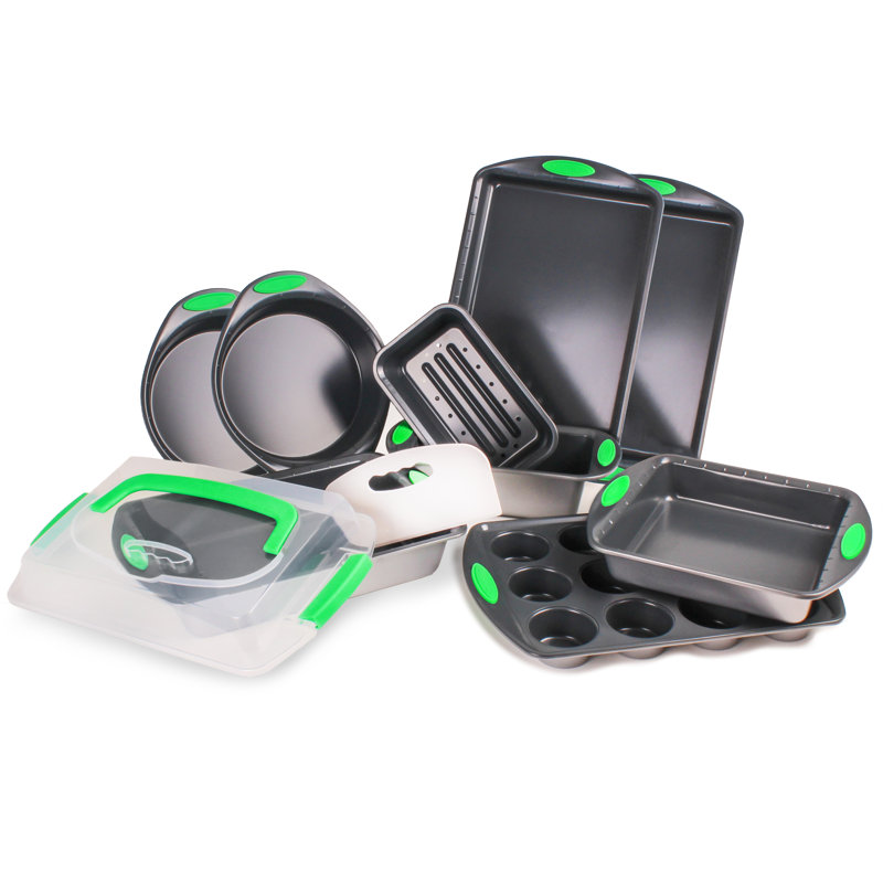 BergHOFF 11Pc Perfect Slice Bakeware Set, Silver/Green