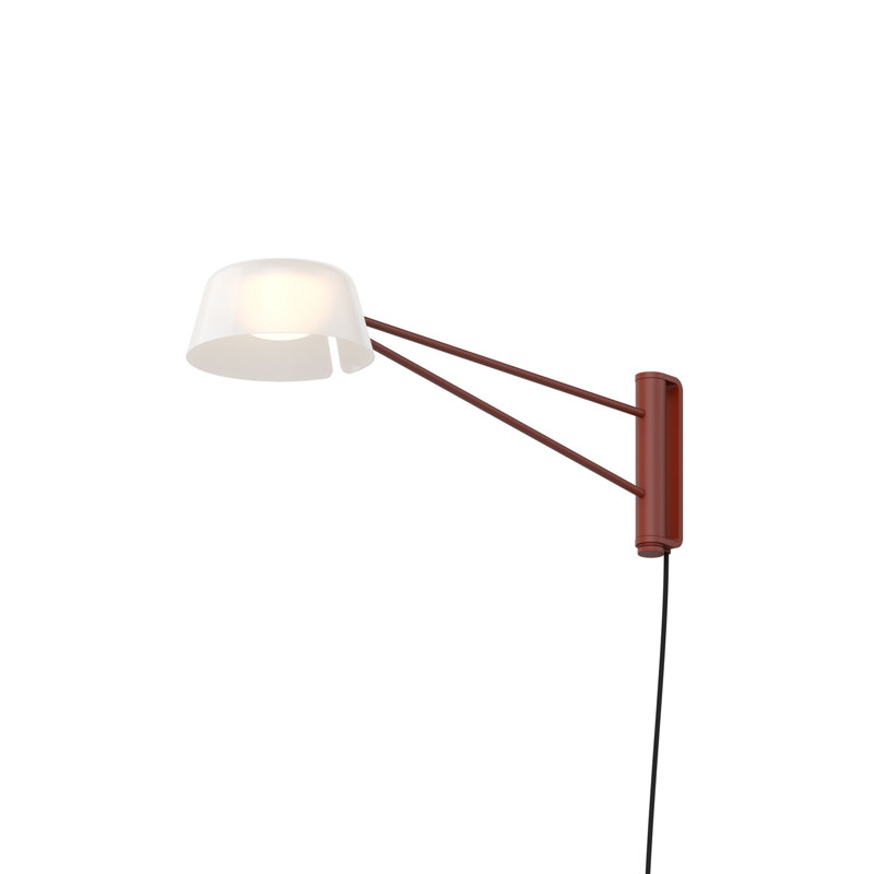 Ray 1 - Light LED Armed Sconce, Oxide Red, Opal White, 6" H x 6.25" W x 6.25" D