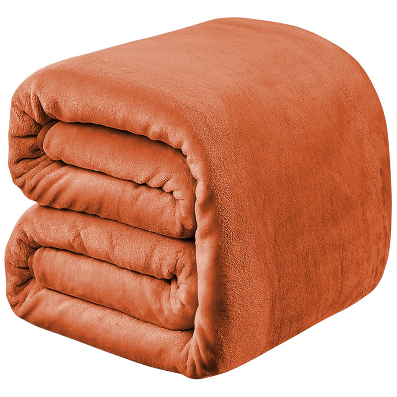 Jyon Soft Touch Mink Faux Fur Throw/Blanket, King, Orange