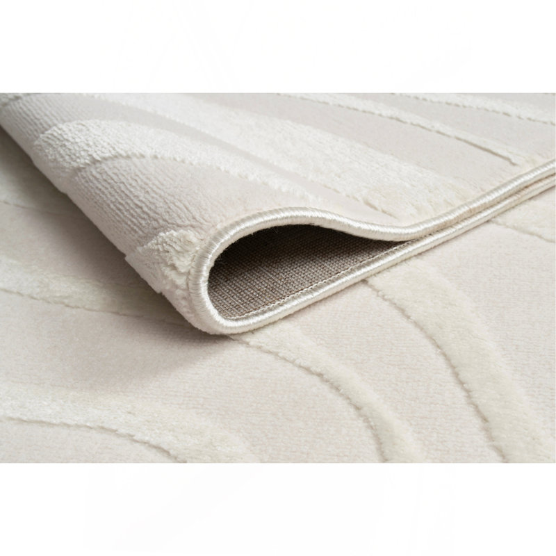 Tapis luxueux au design abstrait crème, Rectangle 5 pi 3 po x 7 pi 7 po