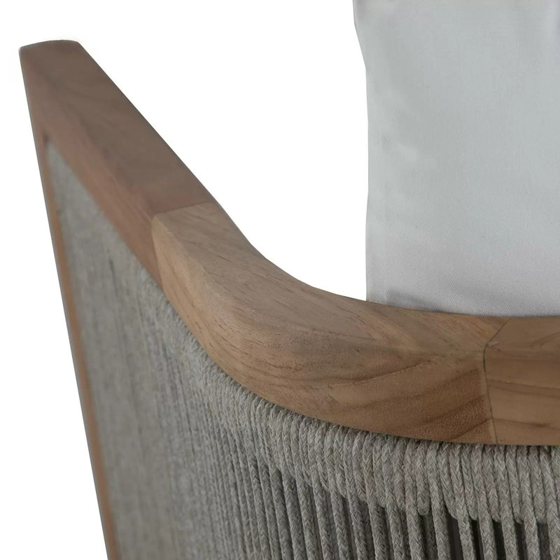 Avalon Teak Outdoor Dining Chair - Natural Rope, Verona Fossil, No