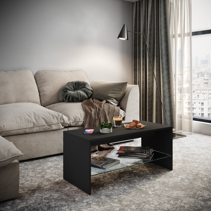 Cloree Coffee Table with Storage, Oak Wood