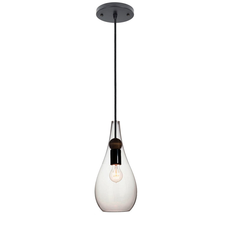 Luminaire suspendu en forme de larme à 1 lumière Earth, Noir mat